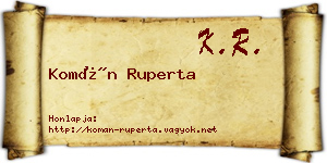Komán Ruperta névjegykártya